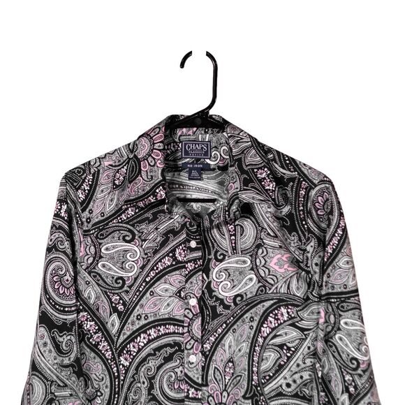 Chaps Ralph Lauren Womens Shirt Button Up Paisley Long Sleeve Blouse Top Size PL - Picture 4 of 8